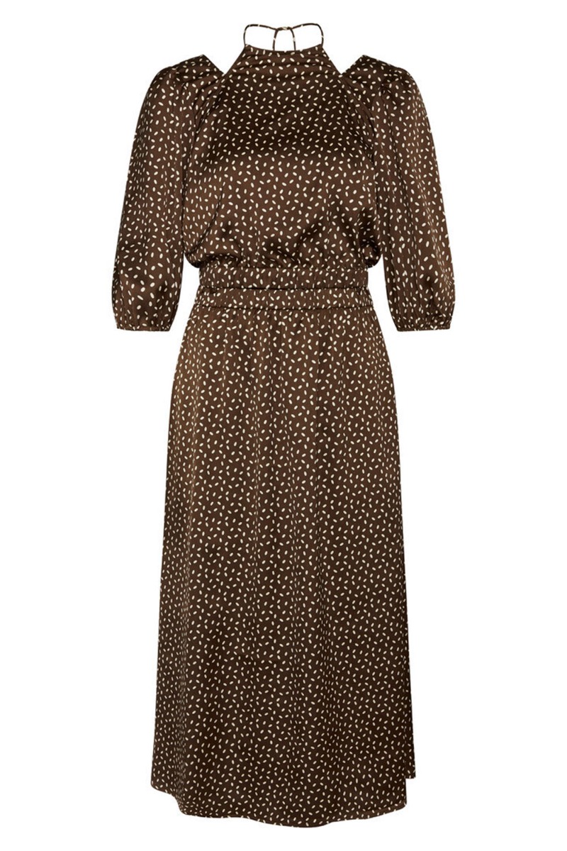 Kjole   Acaciabbadria Dress   Brown Cream Dot Print fra Bruuns Bazaar