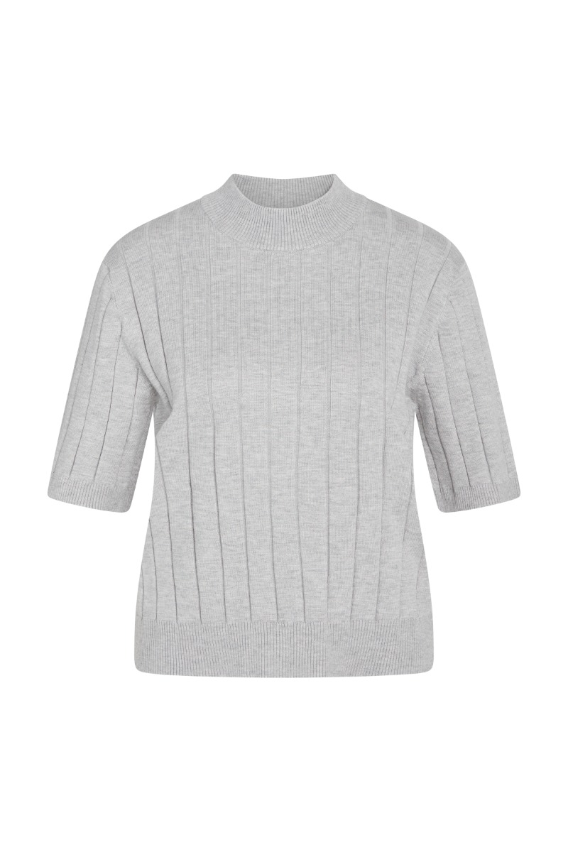 T Shirt   Anemonebbglady Knit   Grey Melange fra Bruuns Bazaar