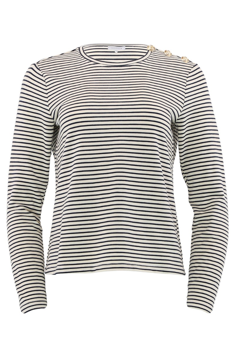 Bluse   Daimi   White Black Stripe fra Continue