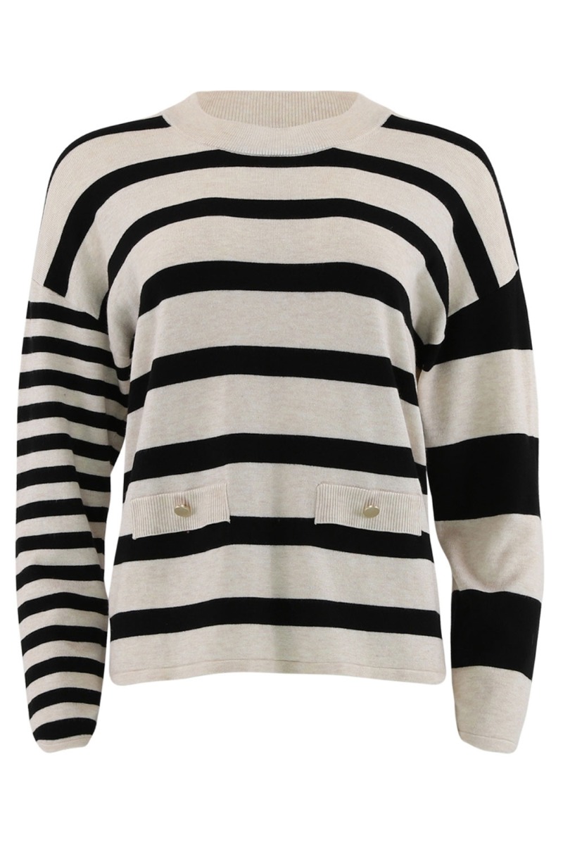 Bluse   Rita Strib   Sand With Black Stripe fra Continue