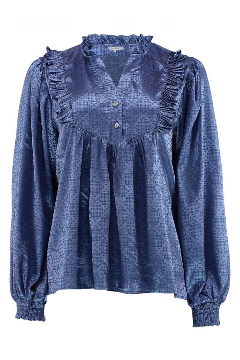 Bluse   Silke Shinny Jaquard   Sky Blue fra Continue