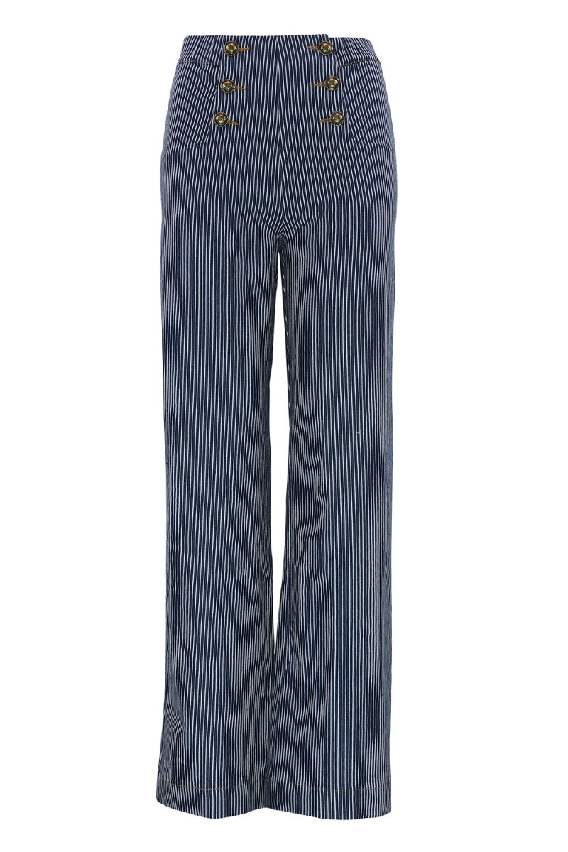 Bukser   Daniella Stripe Pants   Blue Stripe fra Continue