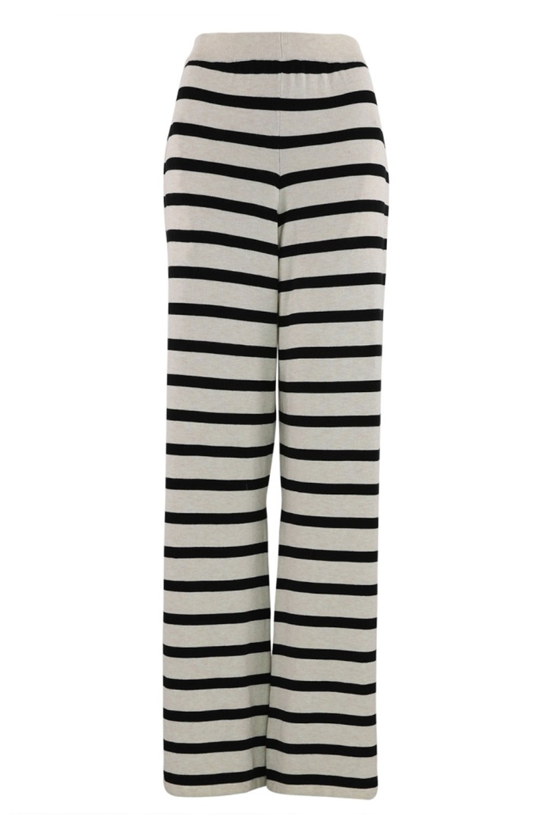Bukser   Rita Knit Pants   Sand With Black Stripe fra Continue