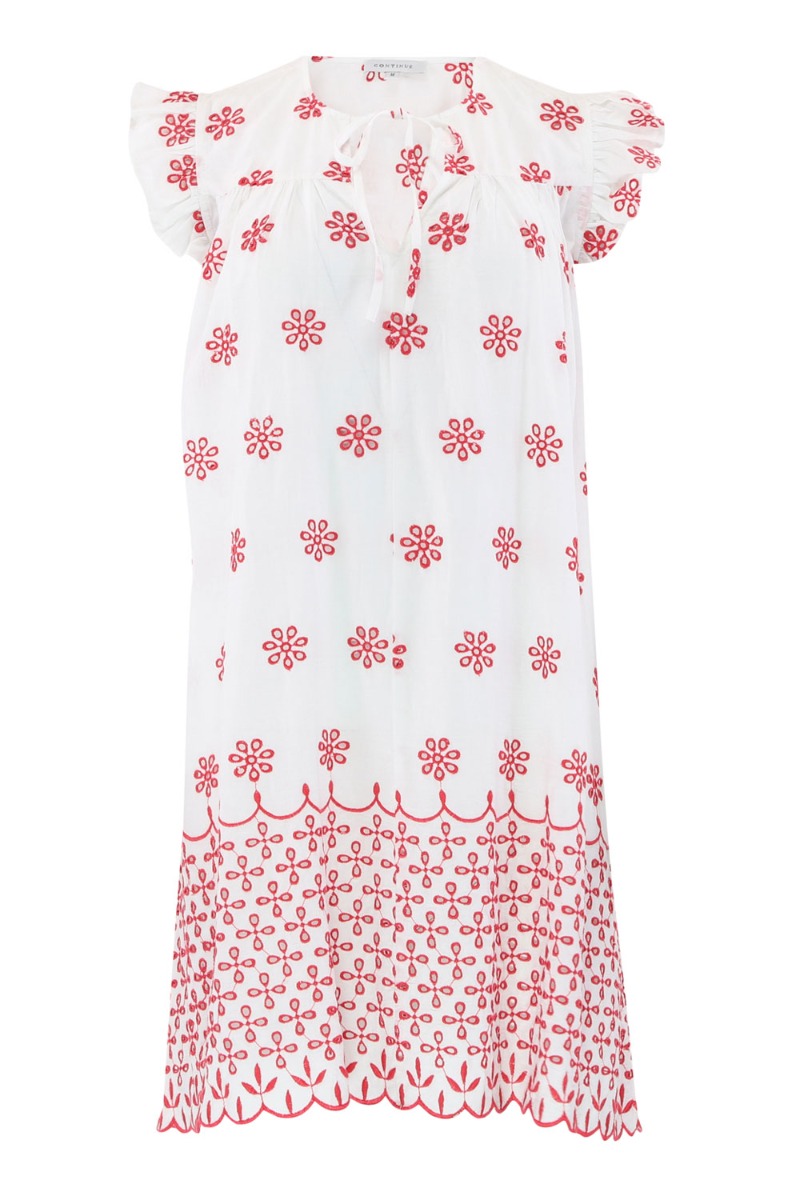 Kjole   Lilly Dress Embrodery   White With Red Embrodery fra Continue
