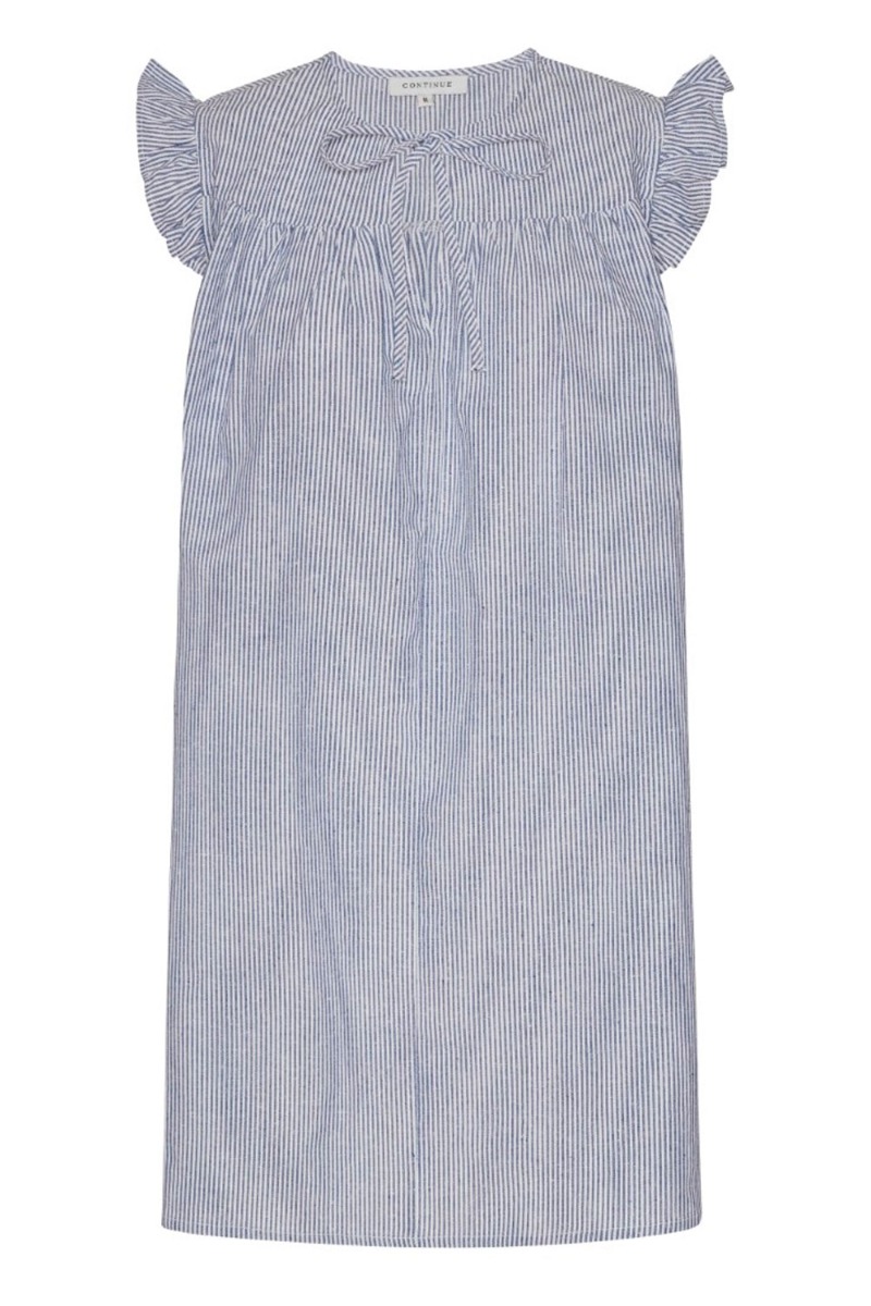 Kjole   Lilly Stripe Dress   Blue Stripe fra Continue