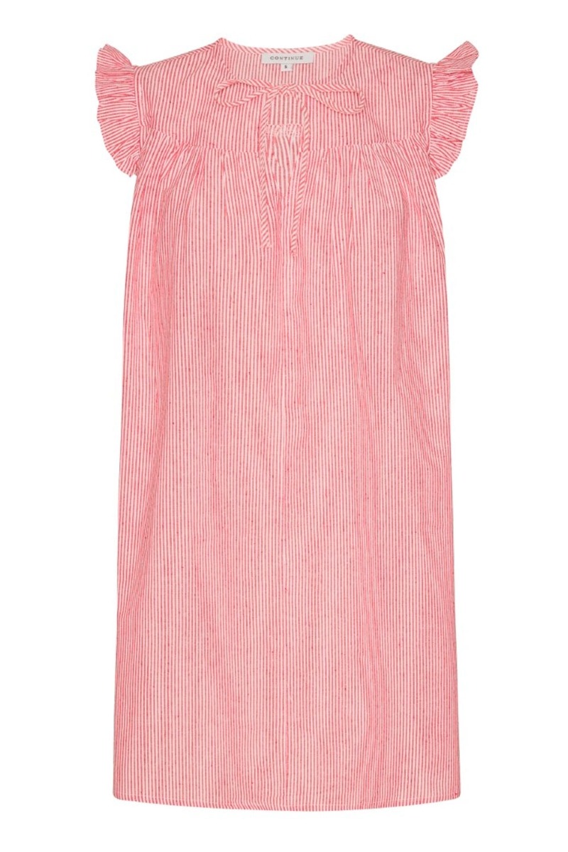 Kjole   Lilly Stripe Dress   Red Stripe fra Continue