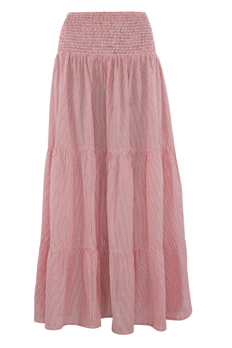 Nederdel   Majse Stripe Skirt   Red Stripe fra Continue