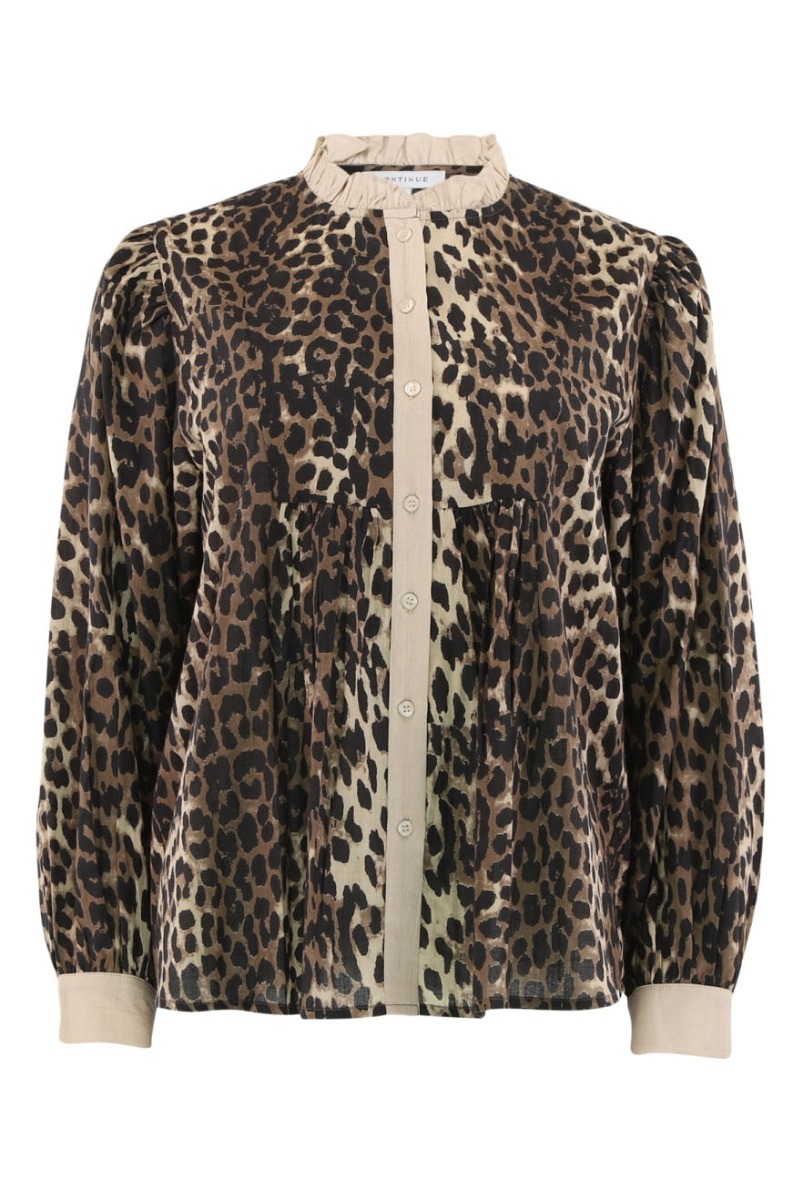 Bluse   Chania Leo With Chambre   Leo Print Sand fra Continue