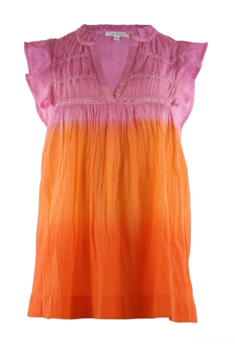 Top   Joey Dip Dye Ss   Orange Oink Dip fra Continue