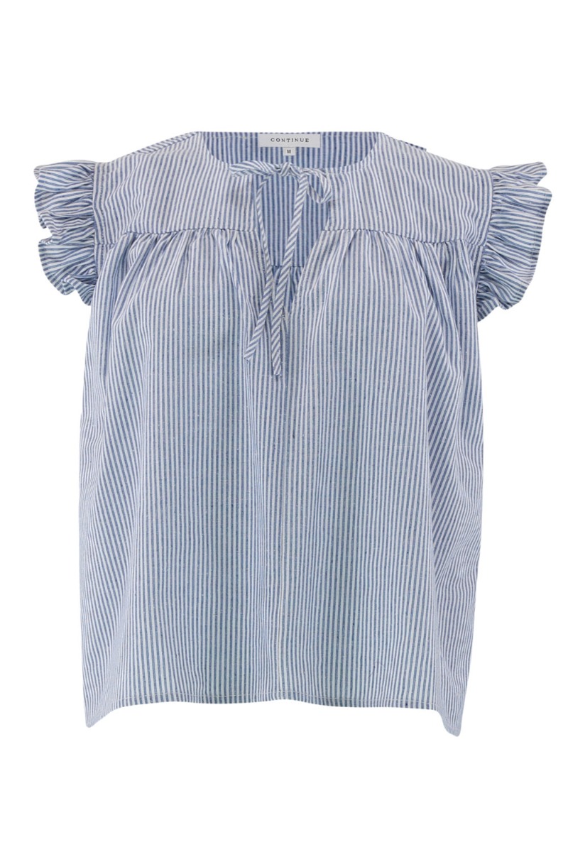 Top   Lilly Stripe   Blue Stripe fra Continue