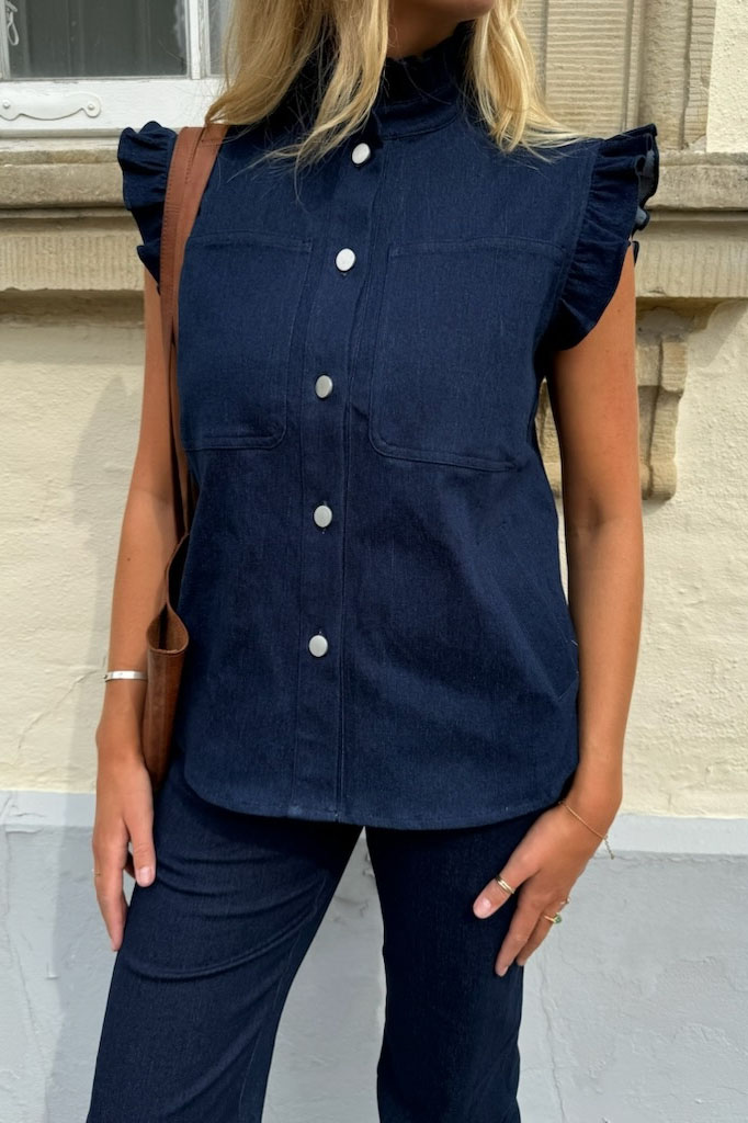 Vest   Jenny Denim Verst   Solid Blue fra Continue