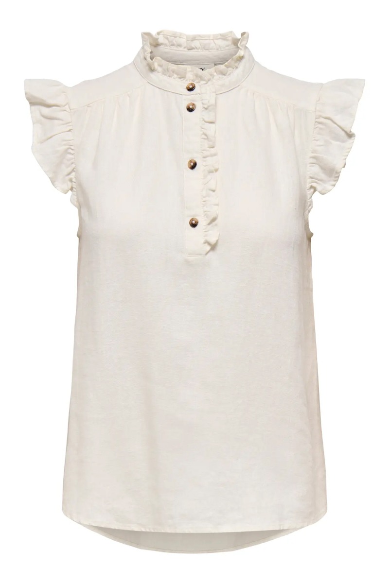Top   Say S L Linen Frill Top   Snow White fra Jdy