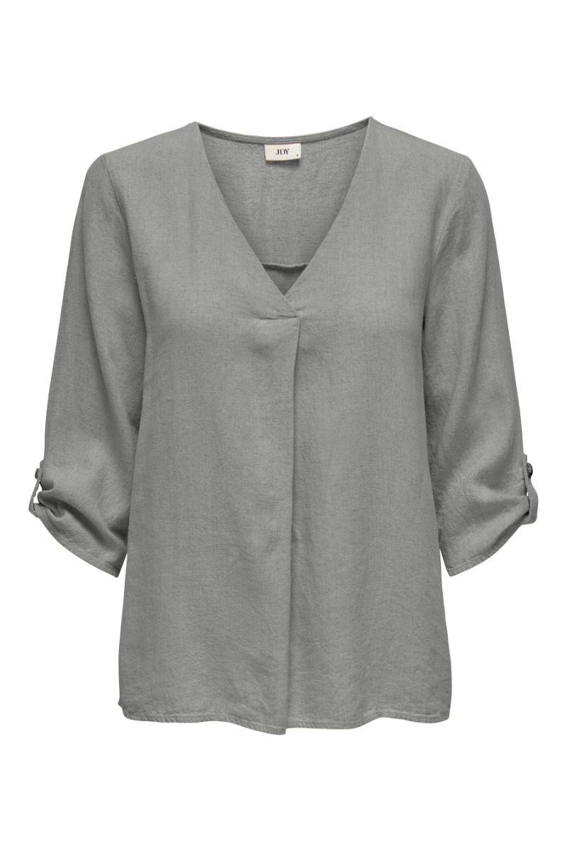 Top   Say 3 4 Linen V Neck Top   Wild Dove fra Jdy