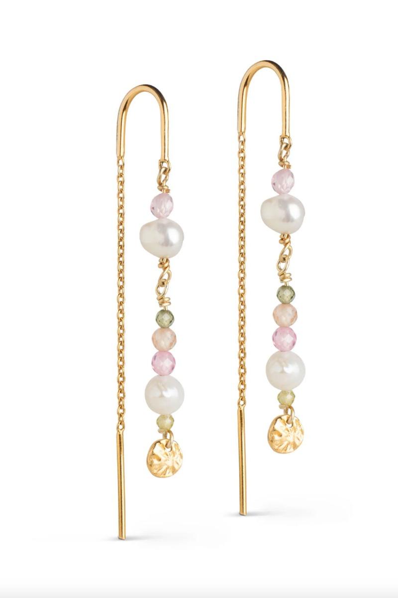 øreringe   Earring Sofia   Light Pink Kaki Green Peach Pearl fra Enamel