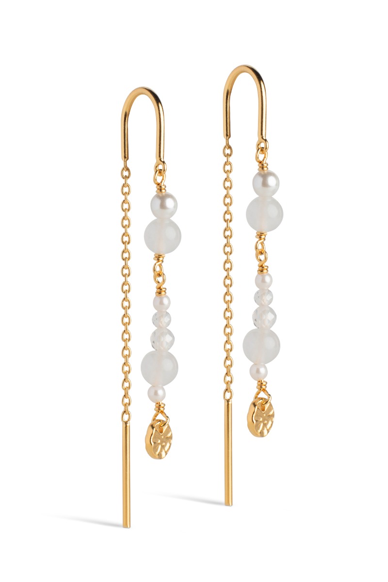 øreringe   Sofia   White And Pearls   Guld fra Enamel