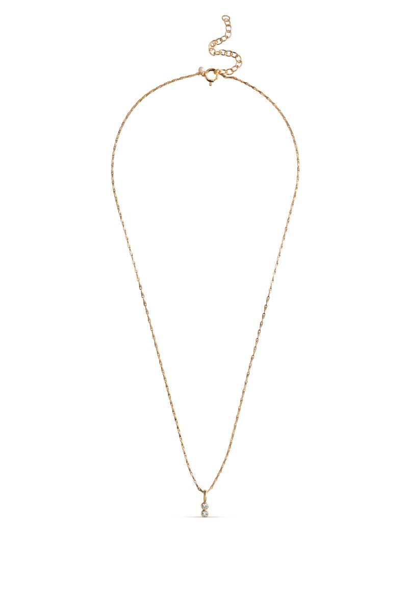 Halskæde   Necklace, Twin Cz Clear Cz   Gold fra Enamel