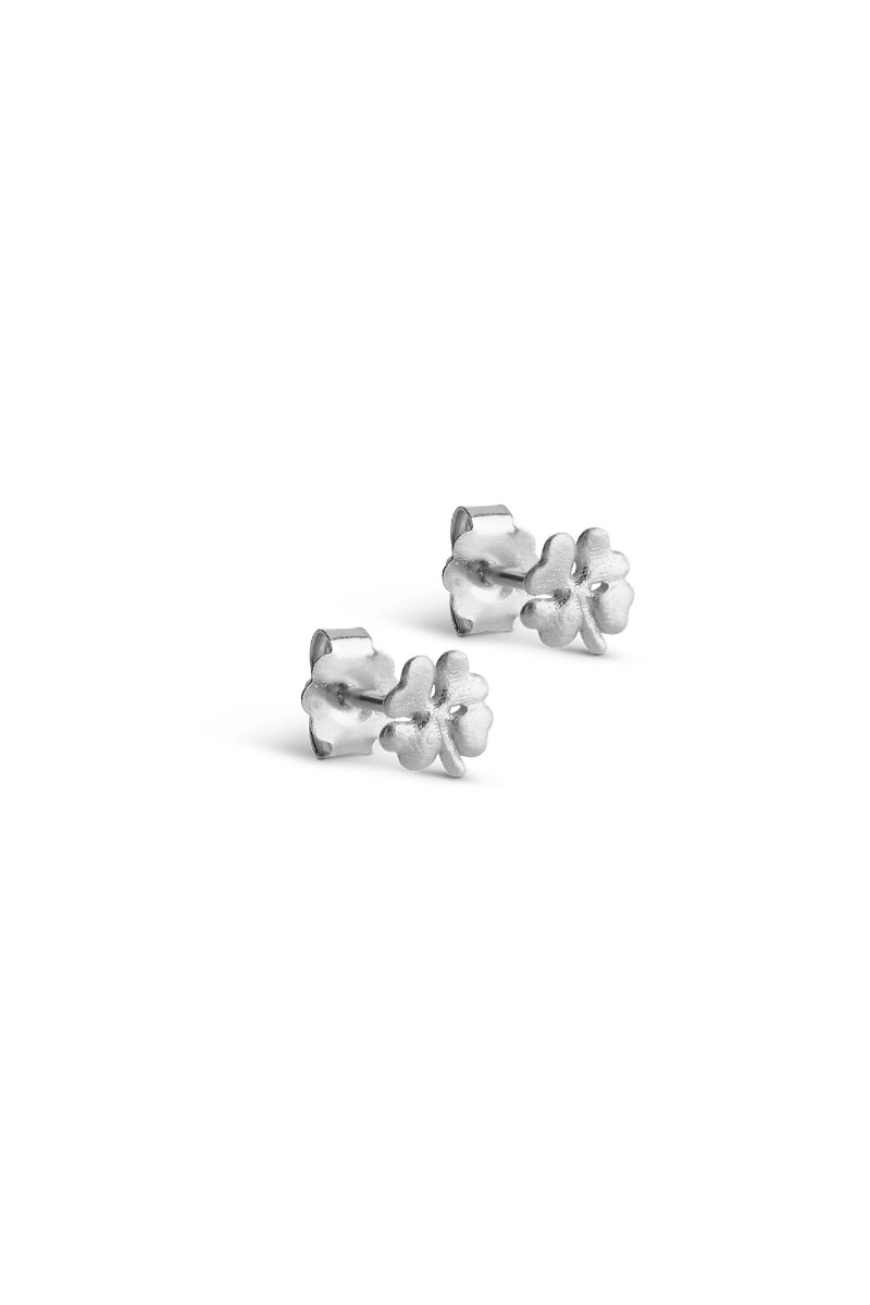 øreringe Studs Organic Clover Mini Silver fra Enamel