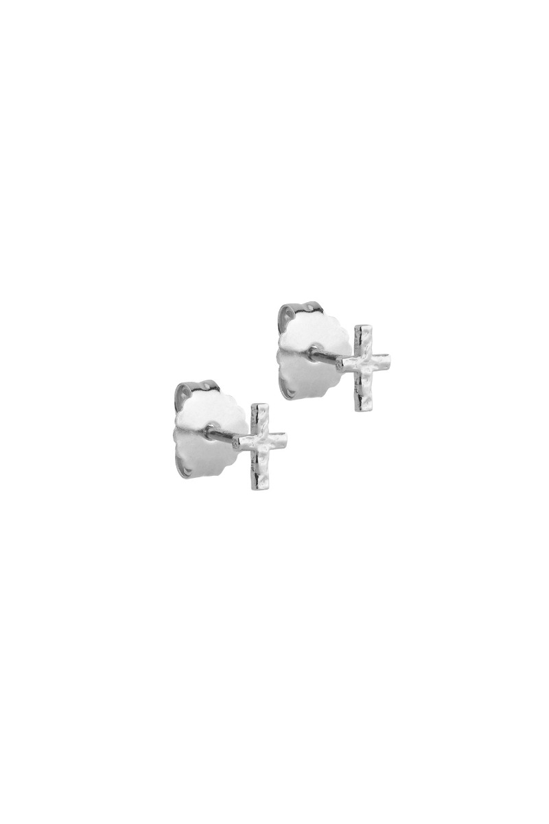 øreringe Studs Protective Cross Silver fra Enamel