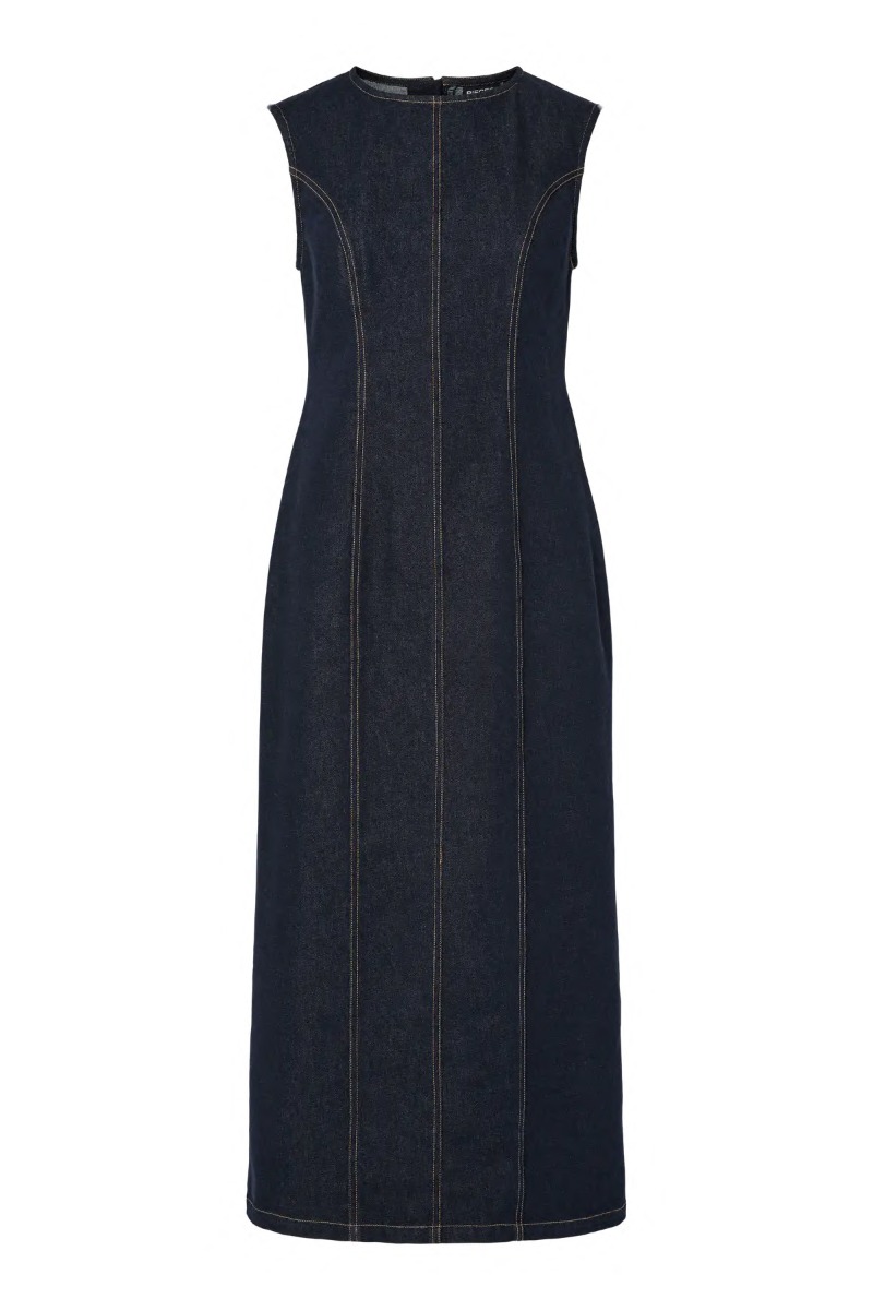 Kjole   Franna Sl Long Denim Dress   Dark Blue Denim fra Pieces