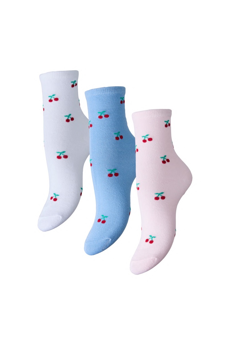Strømper   Faja Cherry 3 Pack Socks   Bright White fra Pieces