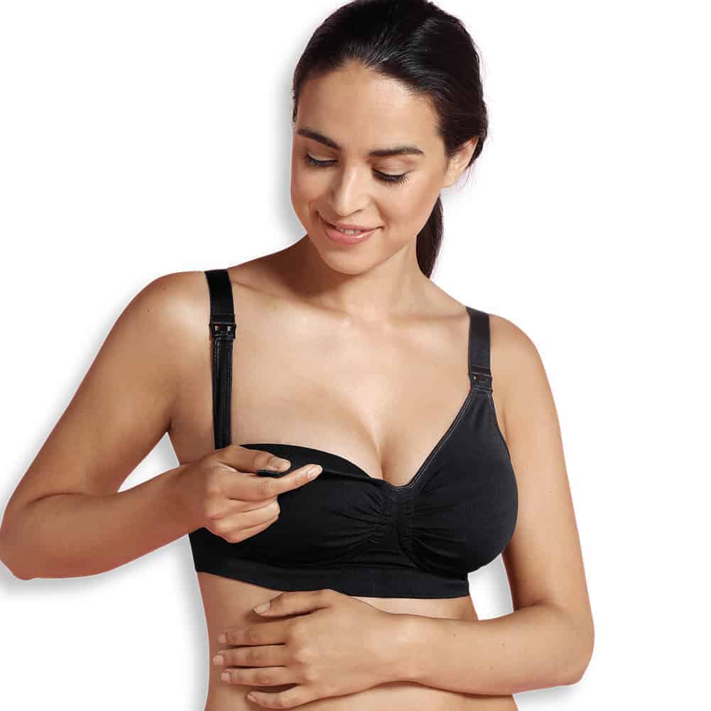 Seamless Graviditets & Amme Bh Med Carri Gel Support   Sort   S fra Carriwell