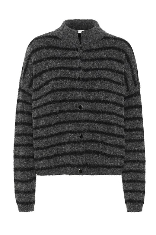 Cardigan   Alphagz Short Cardigan   Charcoal Black Striped fra Gestuz