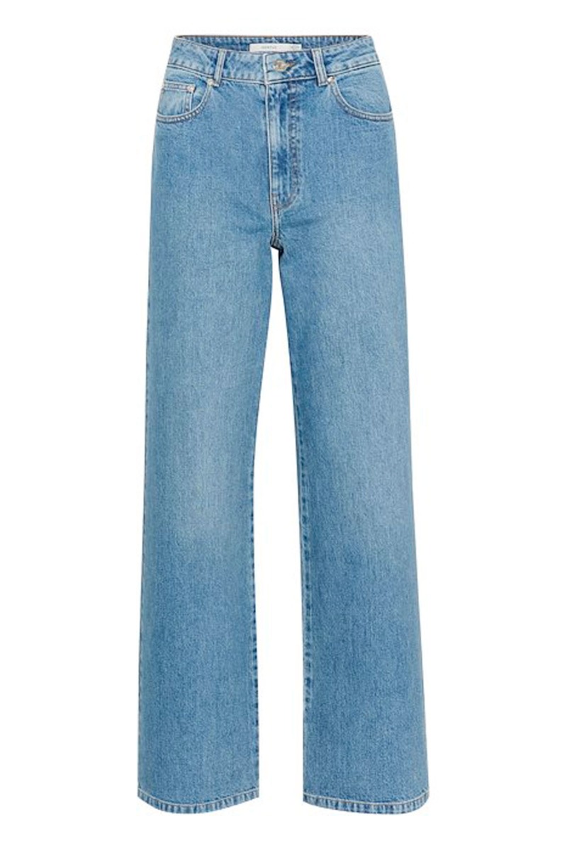 Jeans   Zolina Hw Wide Jeans   Washed Mid Blue fra Gestuz