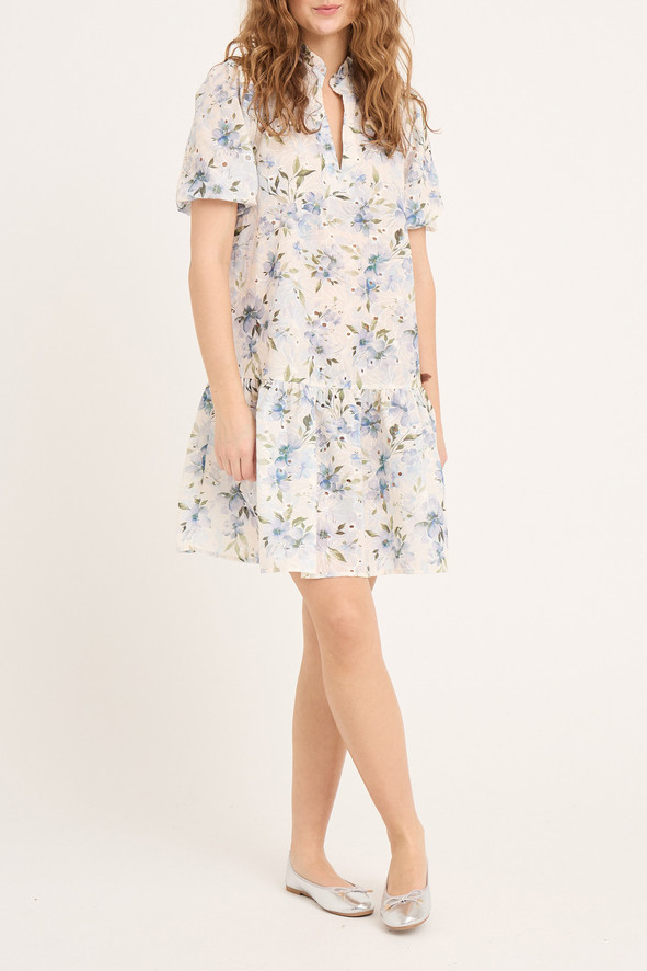 A View   Kjole   Grete S S Dress   White Blue (levering Midt Maj) fra A-view