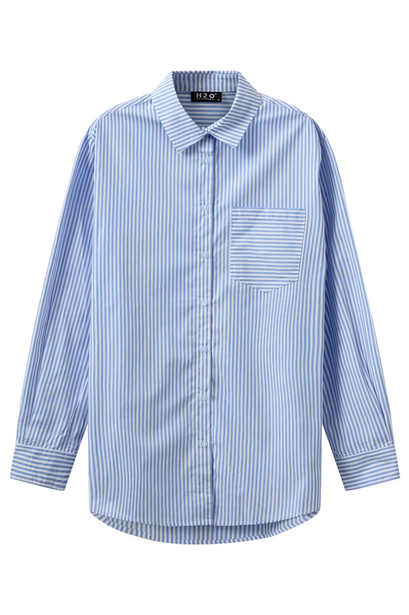 Skjorte   Rønne Essential Pajamas L S Shirt   Blue White Stripe fra H2o