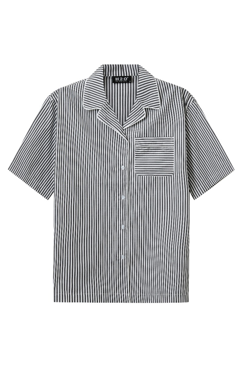Skjorte   Rønne Essential Pajamas Shirt   Black White Stripe fra H2o