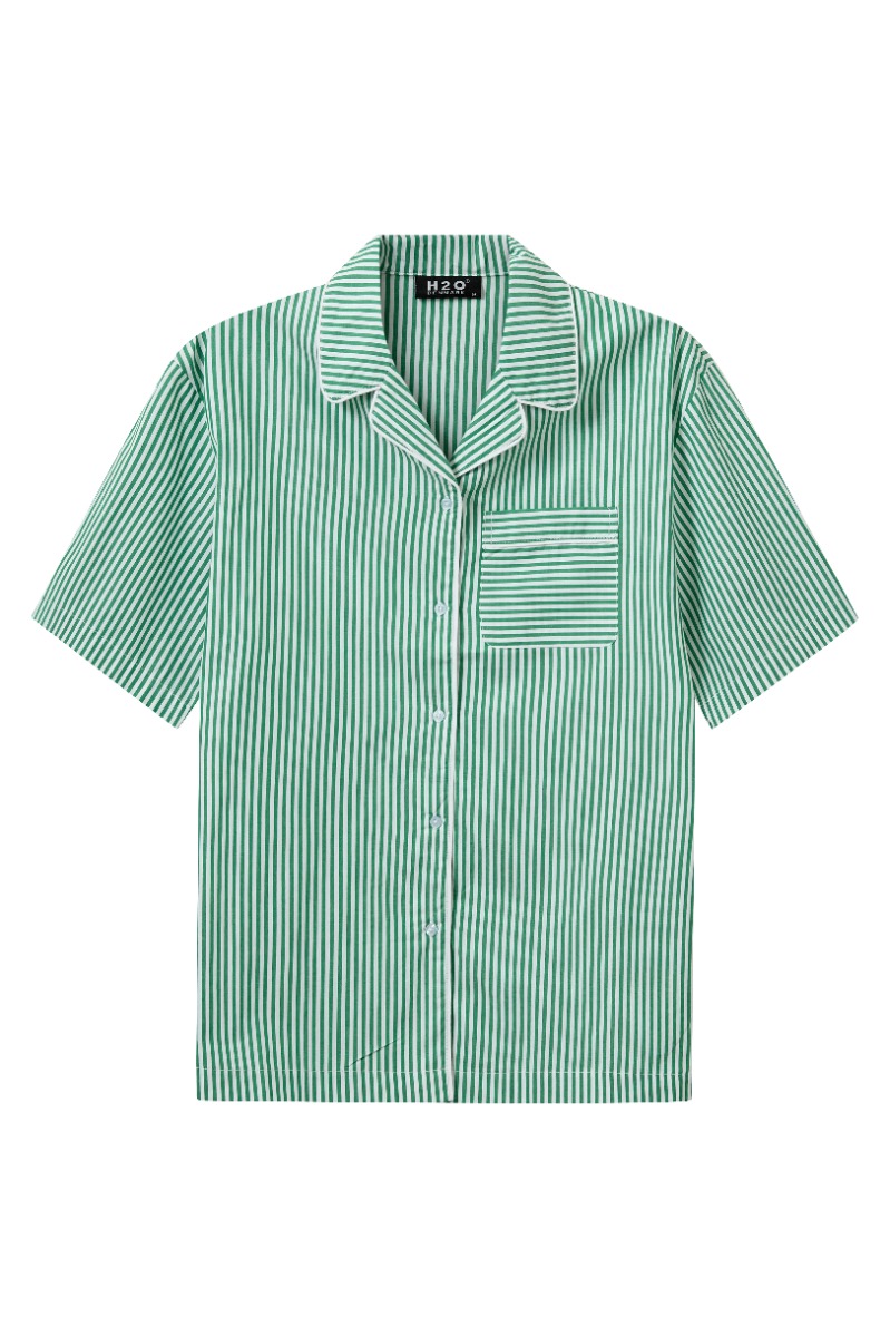 Skjorte   Rønne Essential Pajamas Shirt   Green White fra H2o