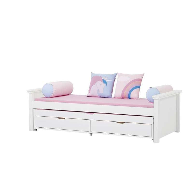Maja Deluxe   Juniorseng M. Mellemgavl Og Udtræksseng   90x200 Cm.   Hvid fra Hoppekids