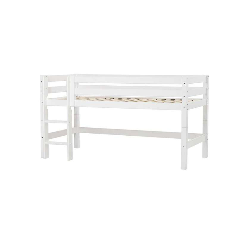 Eco Luxury   Halvhøj Seng   90x200 Cm.   Fleksibel Indlægsbund   Hvid fra Hoppekids
