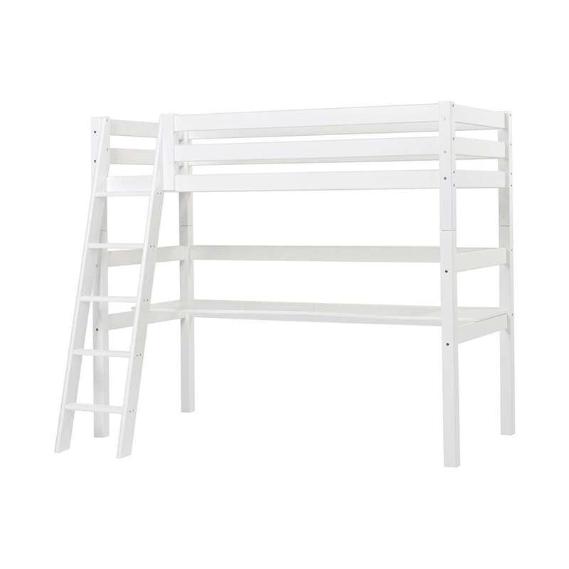 Eco Luxury   Højseng M. Bordplade   90x200 Cm.   Skrå Stige   Hvid fra Hoppekids