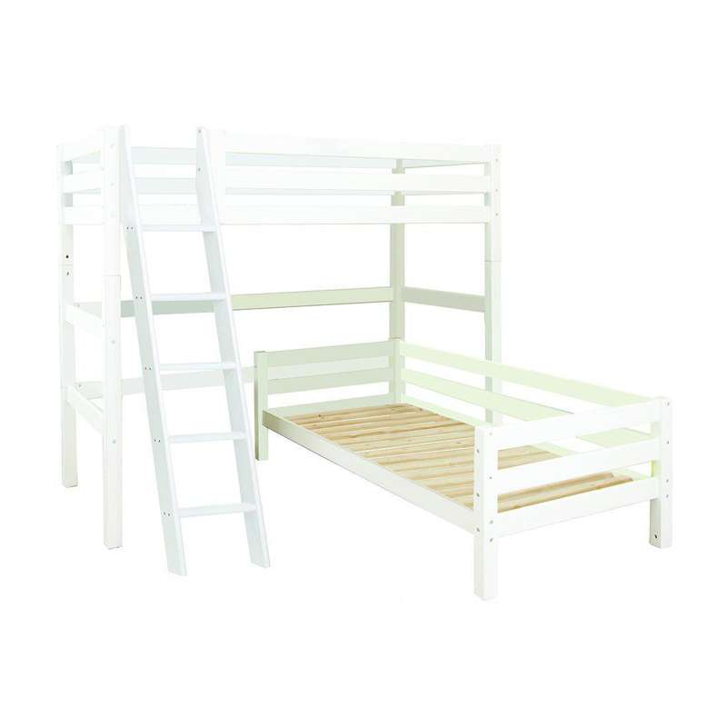 Eco Luxury   Køjeseng   90x200 Cm.   Vinkelkombi   Skrå Stige   Hvid fra Hoppekids