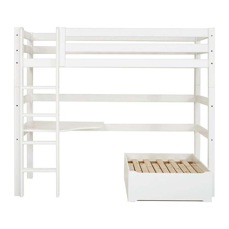Eco Luxury   Mega Seng M. Lounge Modul Og Bordplade   90x200 Cm.   Fleksibel Indlægsbund   Hvid fra Hoppekids
