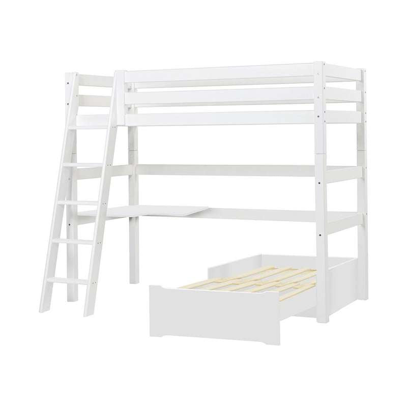 Eco Luxury   Mega Seng M. Lounge Modul Og Bordplade   90x200 Cm.   Skrå Stige   Hvid fra Hoppekids
