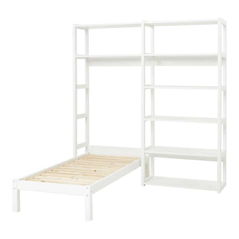 Storey   Reol   2 Sektioner M. 8 Hylder Og Seng (flere Størrelser)   Hvid fra Hoppekids