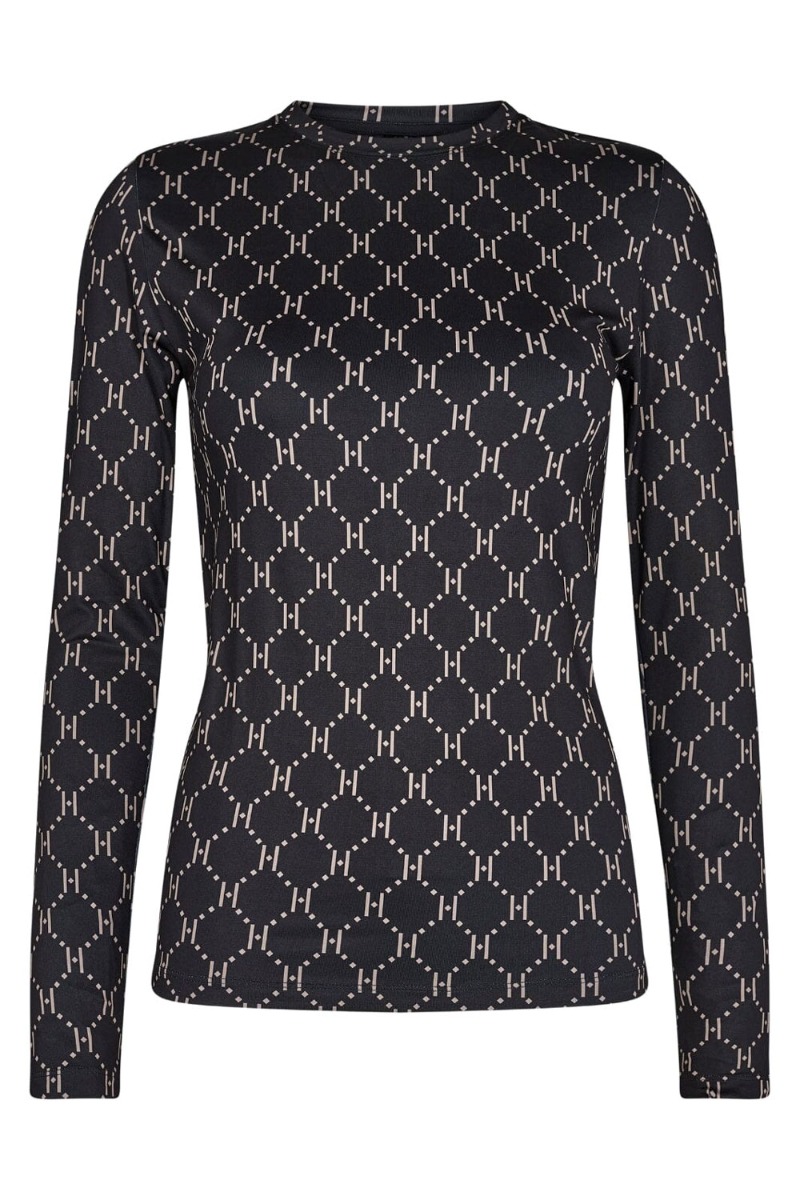 Bluse   Printed Blouse   Black Beige fra Hype The Detail