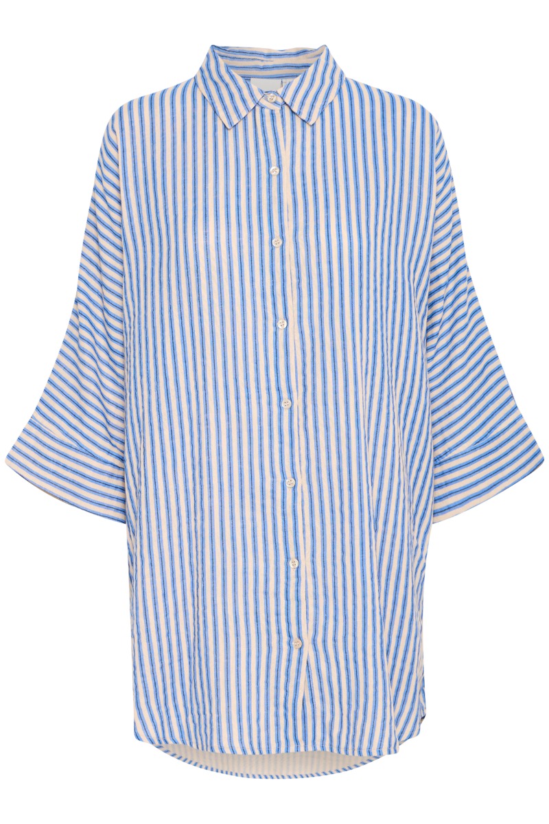 Skjorte   Ia Foxa Striped Beach Sh   Della Robbia Blue Stripe fra Ichi