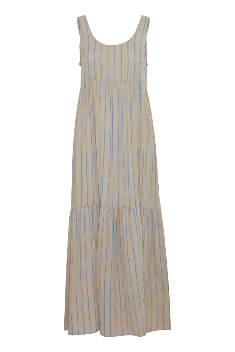 Kjole   Ia Foxa Striped Maxi Dress   Doeskin Della Blue Stripe fra Ichi