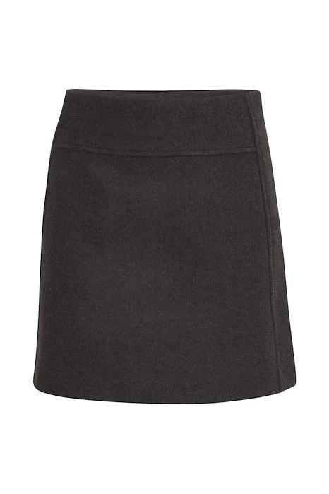 Nederdel   Ih Wooly Sk3   Dark Grey Melange fra Ichi