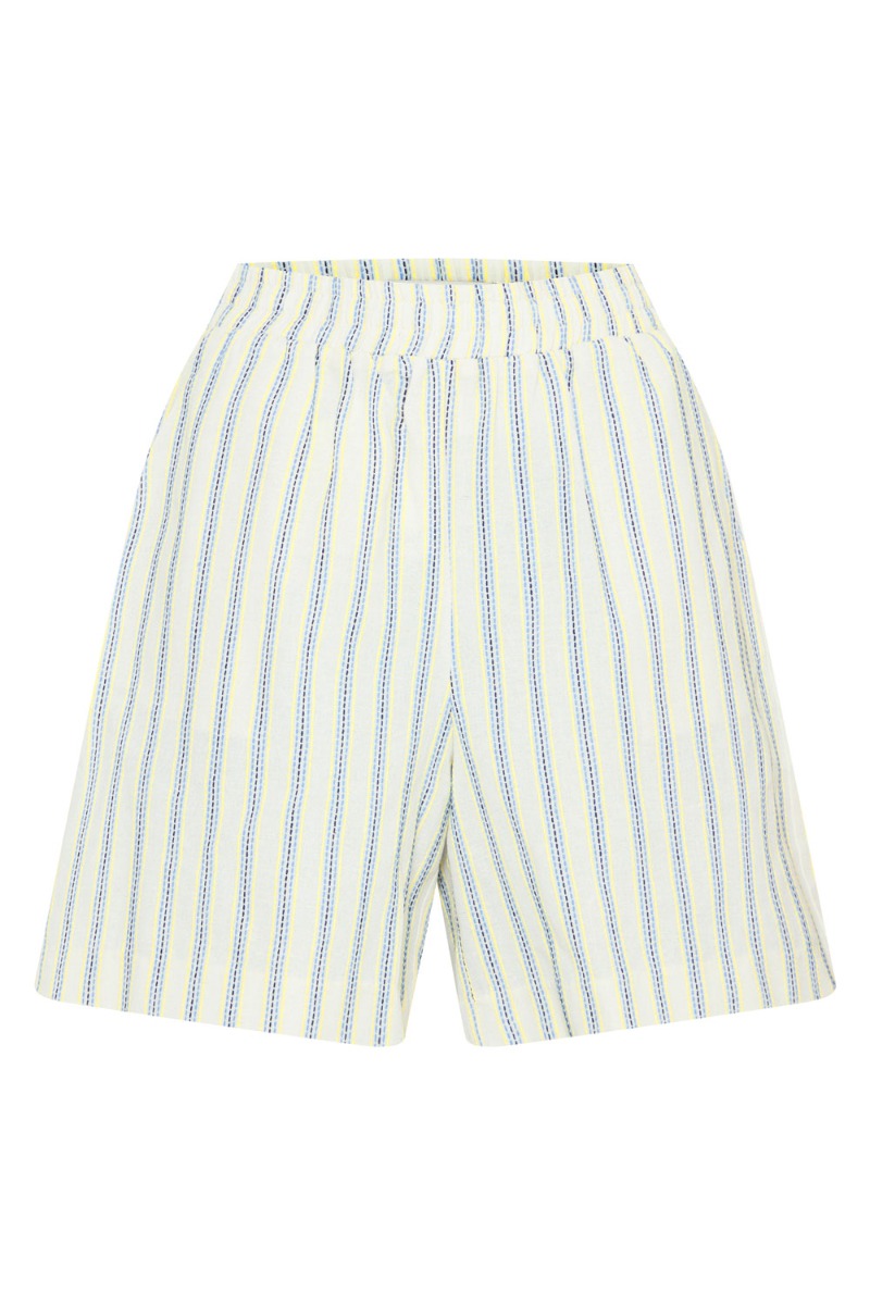 Shorts   Ix Thyra Sho   Almond Milk Blue Stripe fra Ichi