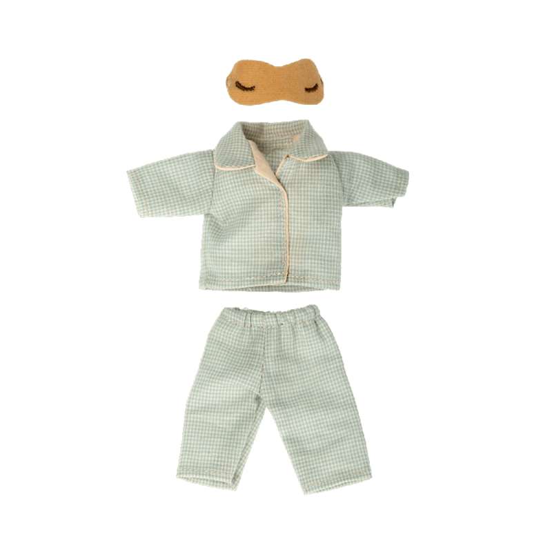 Tøj Til Far Mus   Blåternet Pyjamas Med Sovemaske fra Maileg