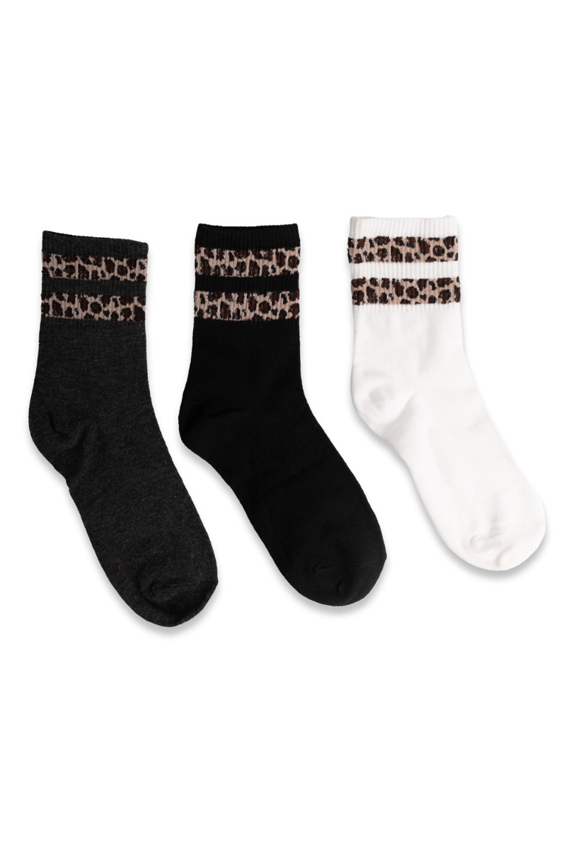 Strømper   Nevada 3 Pack Socks   Black Grey White fra Lucky Lemon