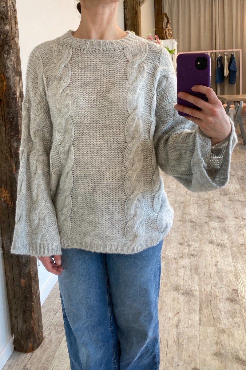 Strik   Lyza Knit   Light Grey Melange fra Noella