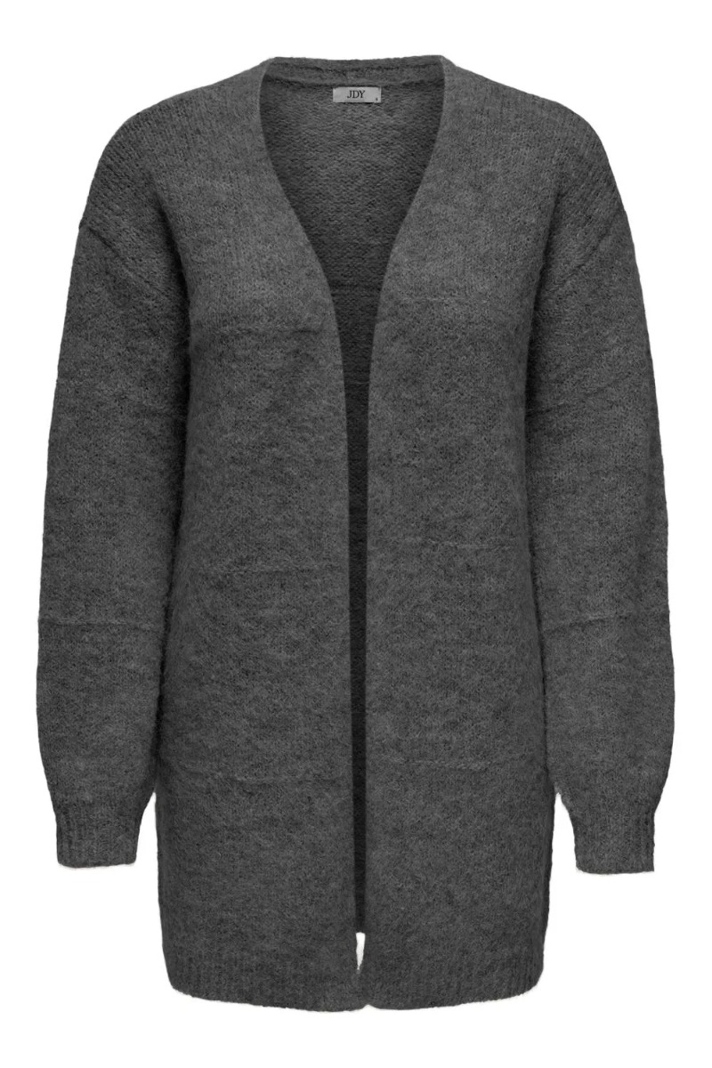 Cardigan     Zoey Life L S Open Cardigan   Dark Grey Melange fra Jdy