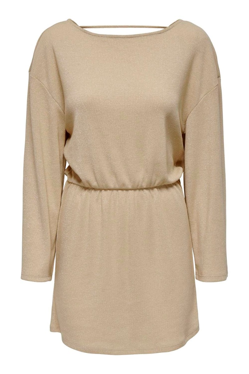 Kjole     Josefine L S Open Back Dress   Sandshell fra Jdy