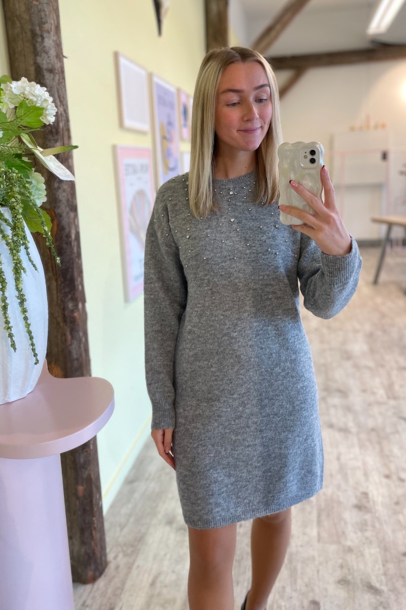 Kjole     Nami Life L S Sparkle Dress   Dark Grey Melange fra Jdy