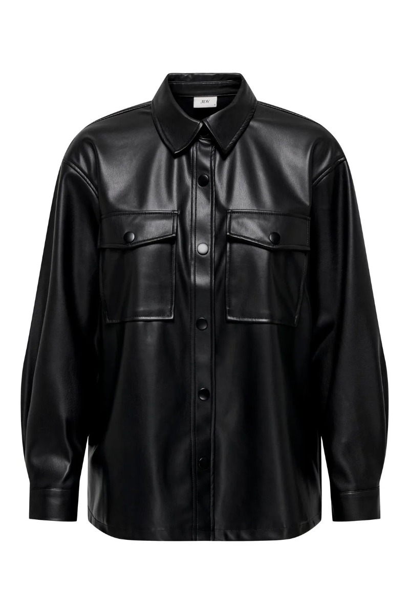 Skjorte     Alaia L S Faux Leather Shirt   Black fra Jdy